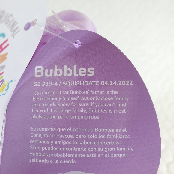 Bubbles Squishmallows 8 Inch BNWT Purple Bunny with Rose Swirl Belly Easter - Picture 3 of 7